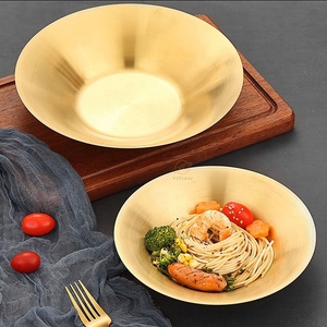 Ciotola di <span class=keywords><strong>Pasta</strong></span> coreana all'ingrosso in acciaio inossidabile cappello ciotola di bambù piatti occidentali piatto insalatiera - Product Image 2
