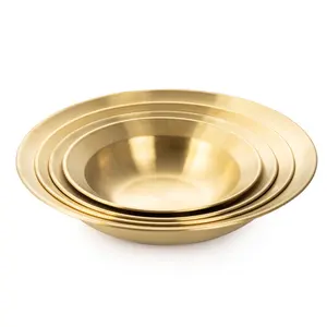 Benutzer definierte Logo Geschirr Gold Teller Runde Teller Sets Camping Salat platte für Hochzeit Reise BBQ