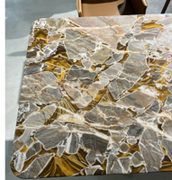 Offre Spéciale de table de luxe en marbre doré 2024 pour bureau et salle à manger meubles en pierre naturelle Style moderne prix cuisine Restaurant