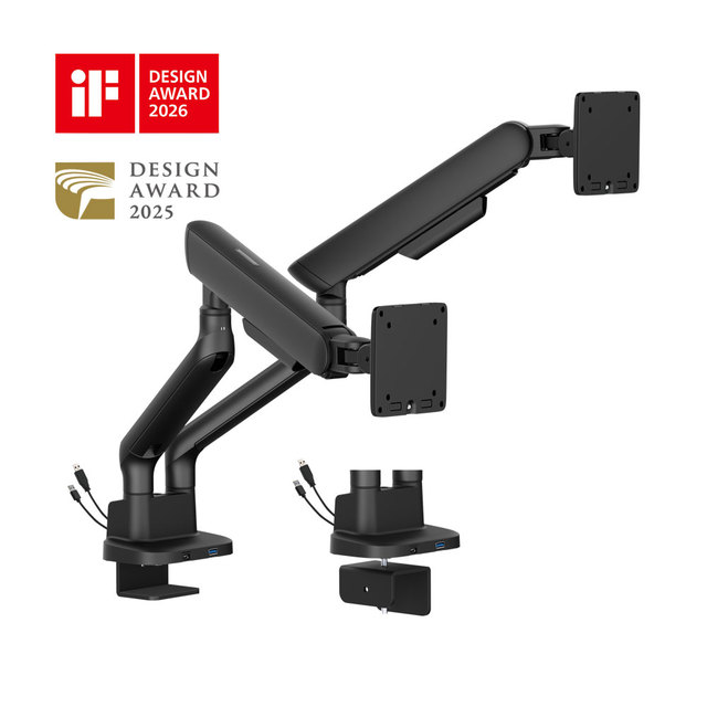 LDT118-C024UC 17"-35" 11kg Adjustable 2 Monitor Arm Double Computer Two Screen VESA Mount Dual Monitor Stand Bracket for Office