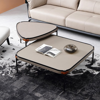 Combinaison créative de design moderne Selle de roche Cuir Ensemble de table à thé chinoise Ensemble de table à café de luxe pour le salon