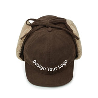 Gorra de Béisbol con Orejeras de Pana y Borrego, Personalizable con Logotipo Bordado o Impreso, Cálida y Resistente al Viento para Invierno, ODM OEM