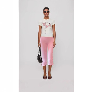 Pantalon Capri Noir Uni Taille Haute pour <span class=keywords><strong>Femme</strong></span>, Coupe Slim Extensible en Maille, Longueur 7/8, Évasé et Bootcut - Product Image 5