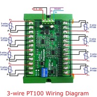 Module de capteur de température 8 canaux DC 8-30V PT100 RTD RS485 Modbus RTU, capteur de platine -40~500°C PTA8D08, mesure de tension