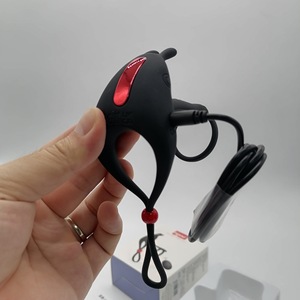 큰 토끼 귀 자극 페니스 진동 더블 남성용 콕링 100% 방수 투명 블랙 블루 남성 커플용 - Product Image 6