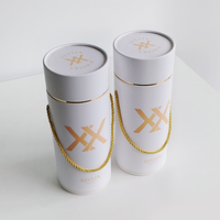 Tube en papier personnalisé de luxe pour bouteille de vin grande taille, avec couvercle métallique en fer, idéal pour emballer du champagne ou du vin rouge