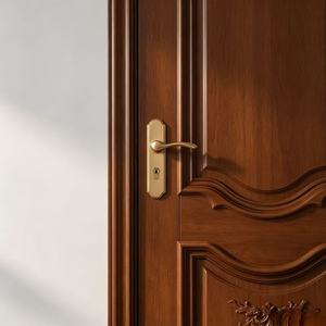 Puertas de Madera Compuesta Lacada <span class=keywords><strong>Caoba</strong></span> con Tallado Europeo para Dormitorio, Hotel, Apartamento, Villa, Impermeable - Product Image 5