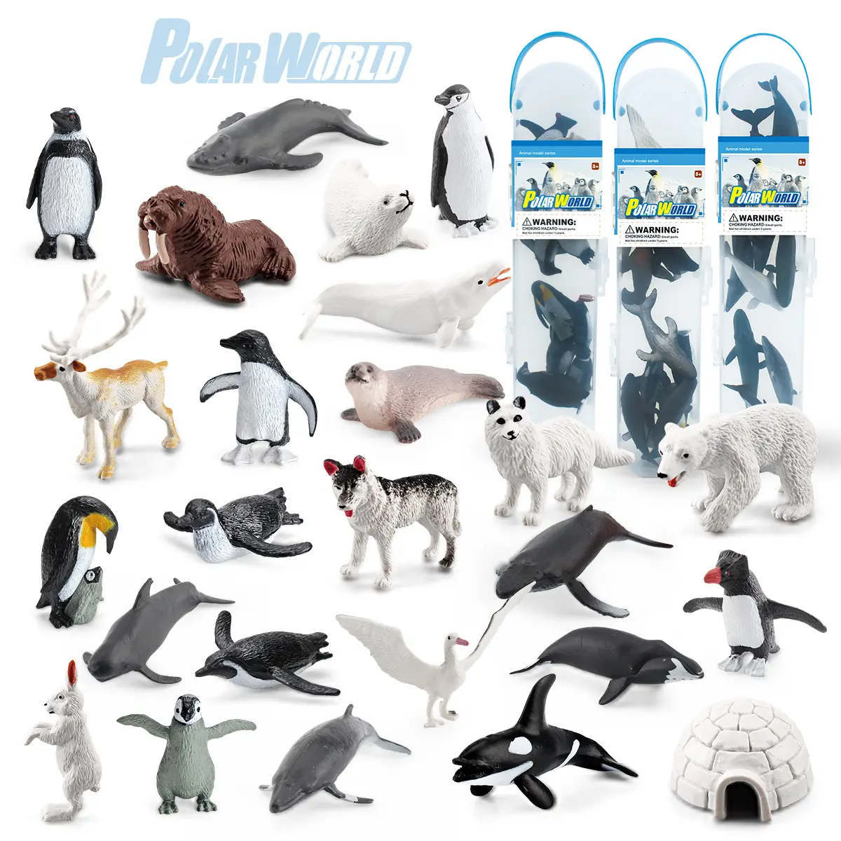-Simulación de pingüino Antártico y Ártico ballena caja de almacenamiento modelo conjunto mini mundo polar decoración animal