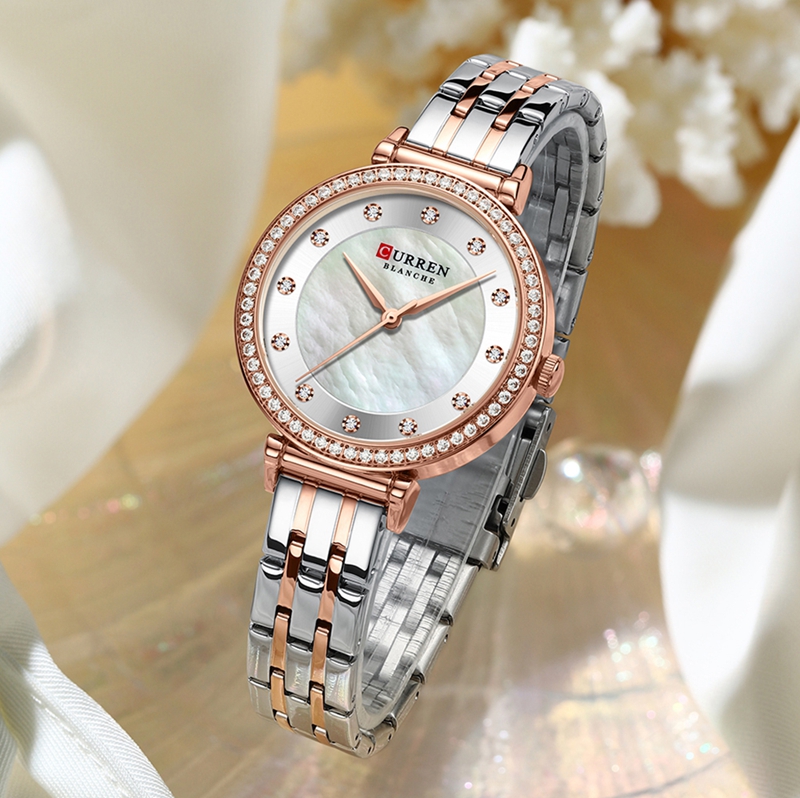 CURREN-montre à Quartz pour femme, Bracelet en diamant, étanche, en acier inoxydable