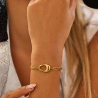 Bracelet chaîne en acier inoxydable géométrique minimaliste plaqué or 18 carats pour femmes, cadeau tendance