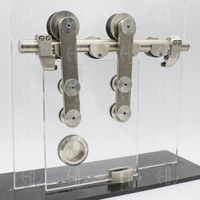 Quincaillerie pour porte coulissante en verre en tube rond en acier inoxydable, compatible avec le verre de 8 à 12 mm pour salle de bain, hôtel, appartement