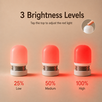 Yarrae Nouvelle lampe de nuit LED rouge 625~630nm, rechargeable par USB, commande par pression, 3 niveaux de luminosité, lampes de nuit pour chambre à coucher