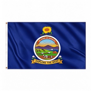 Fast Shipping 3 X 5 Ft Kansas State Flag Custom Flag Banner Double Stitched Polyester Brass Grommets for Party Parades Decor - Product Image 1