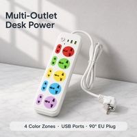 Multiprise universelle avec USB, 5 prises, rallonge, adaptateur multi-prises, colorée, pour bureau, personnalisable
