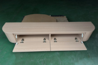 Console murale flottante moderne pour téléviseur, en placage de bois aux coins arrondis, meuble multimédia mural