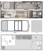 Nouvelle conception personnalisable de maison-capsule en forme de pomme, préfabriquée, mobile, moderne, écologique, durable, avec terrasse, pour bureau ou cabine.