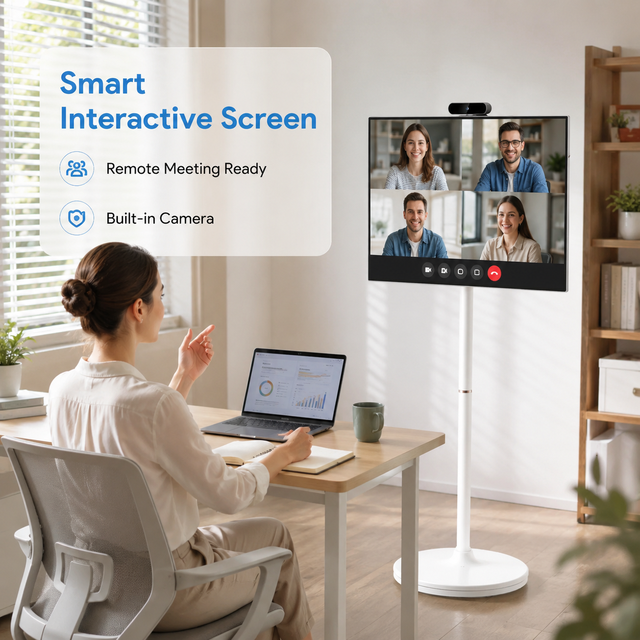 Wholesale 24 Inch Smart Portable TV Wireless Android 12/13/14/15 Indoor Rolling TV With Build in 500W Camera