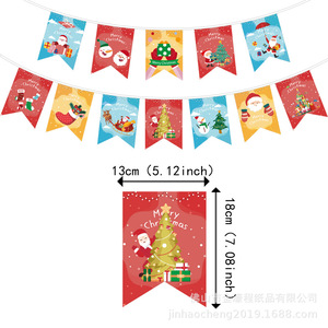 Christmas <b>Banners</b> Paper Cartoon Triangle Flags Durable Party Decorations For Christmas Venue Setup - Product Image 2