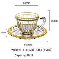 Ensemble de tasses à café et soucoupes en verre turc de luxe, thé glacé, or arabe, ensemble de tasses à café et thé en verre réutilisables avec plateau infuseur