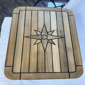 Rectangular Teak Tabletop <b>with</b> Star Pattern and Rounded Corners <b>Foldable</b> 510x750mm for Courtyard Yacht RV Marine Accessories - Product Image 4