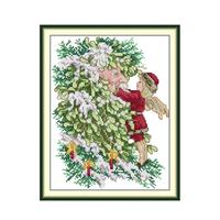 Kits de broderie au point de croix imprimés DIY, décorations pour arbre de Noël, ensembles de broderie au point d'angle, toiles pour la décoration de la maison pendant les fêtes d'hiver