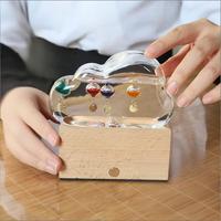 Thermomètre Galileo en verre soufflé artisanal, transparent, artistique, en forme de nuage, pour la prévision météo et l'éducation