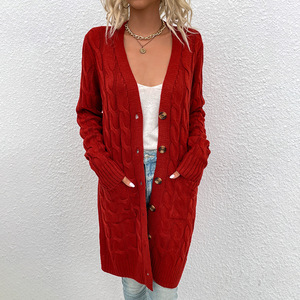 <span class=keywords><strong>Cardigan</strong></span> Long pour femmes, chandail en Polyester, boutons en tricot, Style pull, Design coréen, grande taille - Product Image 1