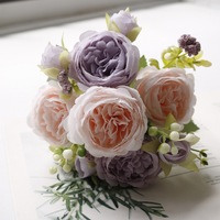 Buket Bunga Sutra Buatan Mawar Krisan Peony Hydrangea Chamomile Tahan Air Dapat Dicuci Dekorasi Pernikahan Rumah