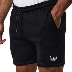 <b>Mens</b> <b>Black</b> Cotton Blend Sweat Shorts Drawstring Waist Gym Workout Running Casual Sportswear Activewear Shorts - Product Image 1