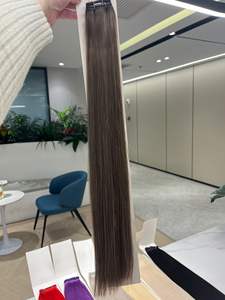 Venta al por mayor <span class=keywords><strong>Alano</strong></span> Super doble dibujado máquina rusa extensiones de cabello #3 marrón oscuro invisible de seda plana extensión de cabello Remy - Product Image 3