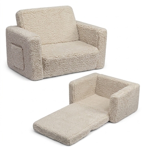 Fauteuil-lit 2-en-1 moderne pour enfants, pliable, en polaire écologique, canapé pour tout-petits, tapis de sieste convertible, chambre à coucher, salon, enfants - Product Image 6
