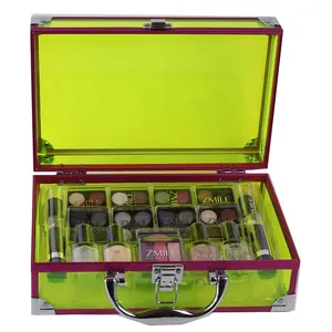 Acrylic Yellow Makeup Organizer And Storage Cosmetic Display Case Make up Carry Case For Jewelry Hair Accessories Organizing