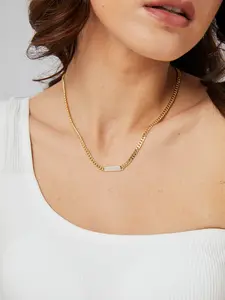 Penjualan laris kalung mode perhiasan mewah kepribadian berlapis tembaga emas 18K Bar geometris zirkon rantai Kuba kalung