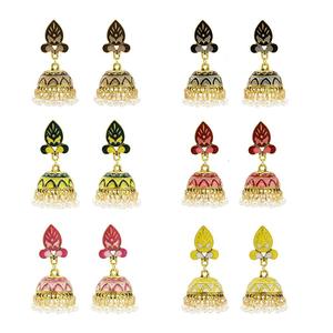 Indian Jhumka <strong>Earrings</strong> Ethnic Vintage <strong>Gold</strong> Alloy Bollywood Oxidized Bell <strong>Dangle</strong> <strong>Earrings</strong> Beads Tassel for Women - Product Image 1
