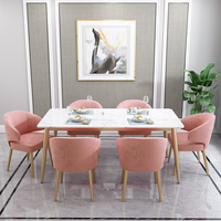 Ensembles de table à manger en forme d'appartement de style d'europe du nord avec 6 chaises en marbre