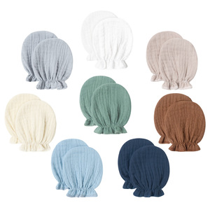 Gants en gaze anti-griffures pour nouveau-nés printemps-automne, à simple couche, avec poignets élastiques, vente en gros - Product Image 3