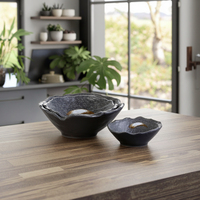 Bol de service en acier inoxydable ondulé de 6.2 pouces, design personnalisé, bol de service japonais noir pour les restaurants