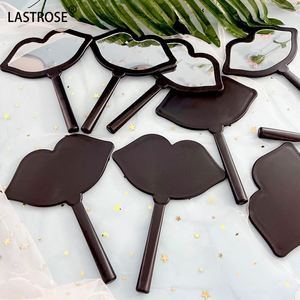 OEM Lip-Shaped Mini <b>Mirror</b> and Private Label Black Pocket Makeup Tool Set Wholesale <b>Small</b> Squared Eyelash Tweezers - Product Image 6