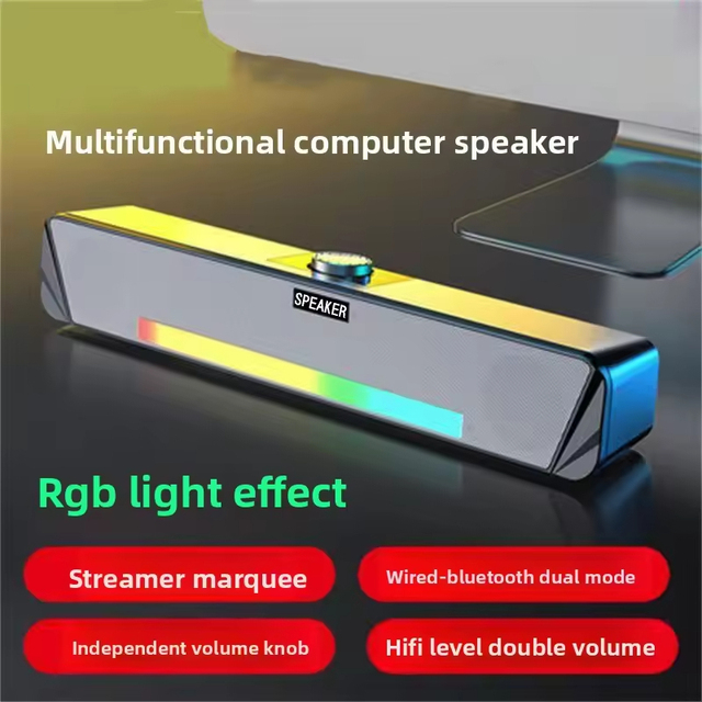 Desktop Rgb Stereo Audio Esports Gaming Wireless Audio Speaker Active Soundbar Speaker