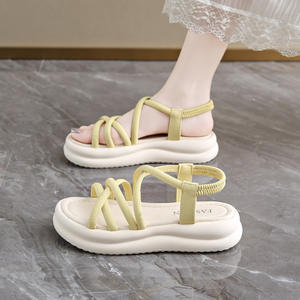 Sandalias de verano de una sola tira de seda satinada, sandalias de tacón alto estilo europeo, elegantes y modernas sandalias de tacón grueso para mujer - Product Image 3