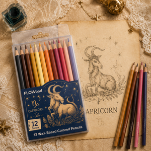 Juego de <span class=keywords><strong>12</strong></span> Lápices de Colores a Base de Cera FLOWood Capricorn, Serie Zodiac, Lápices de Dibujo para Arte y Bocetos, Transparentes - Product Image 3