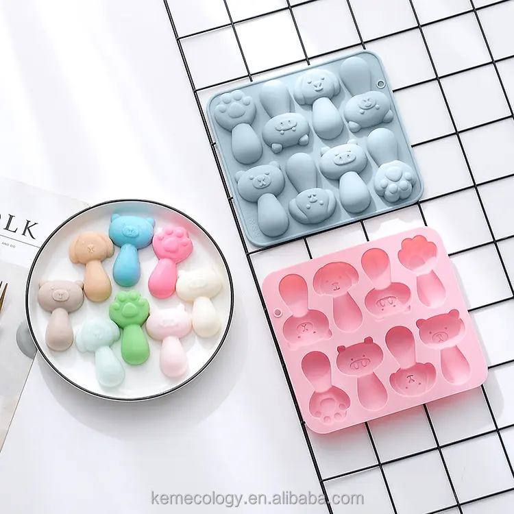 8 lỗ gấu lợn MOL dính bánh Silicone khuôn sô cô la Ice Cube Silicone khuôn