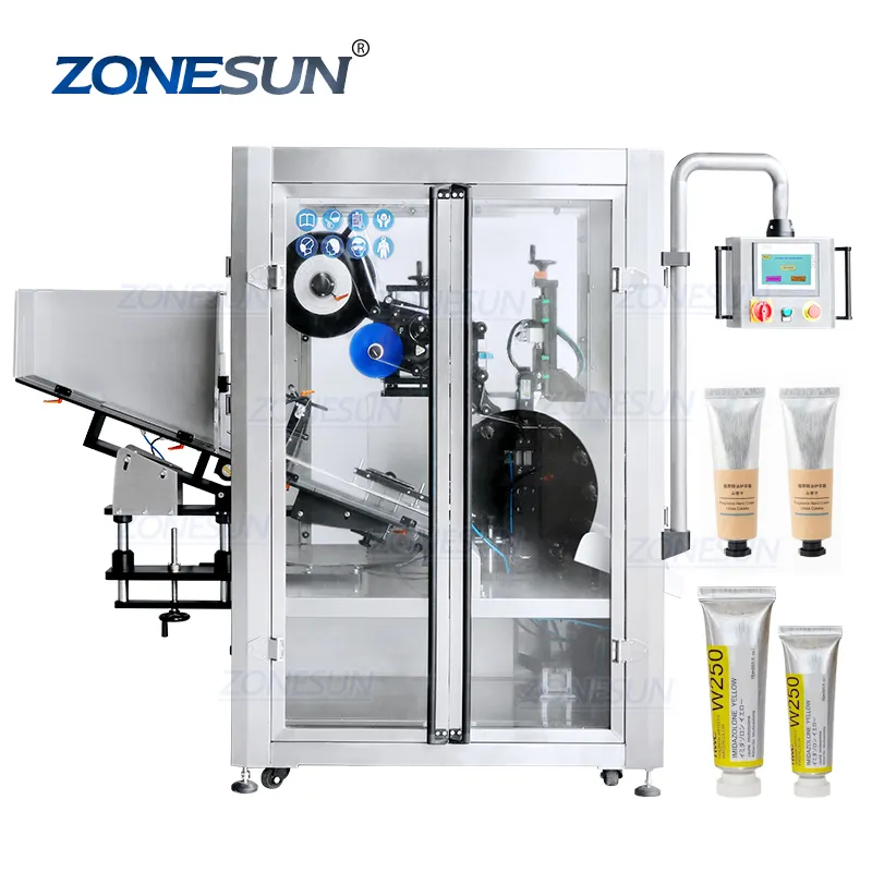 Zonesun ZS-TB160T Volautomatische Cosmetische Aluminium Plastic Zachte Ronde Buis Etiketteermachine