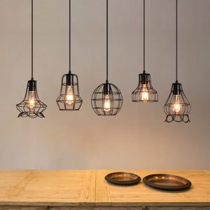 Modern Industrial Stainless Steel Pendant <b>Lights</b> Gold Wire <b>Cage</b> E26 Bulb Base 3500K Warm White LED 5-Year Warranty Adjustable - Product Image 1