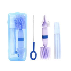 Set de Limpieza de Biberones de Viaje, Set de Cepillos de Silicona para Biberones y Escurridor, Limpieza Portátil para Tetinas y Pajitas - Product Image 1