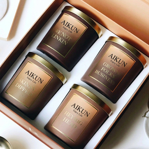 AIKUN Handmade Natural Soy Wax Minimalist Custom Fragrance Glass <b>Candle</b> Jar Gift Set for Home Decor Fragrance - Product Image 2