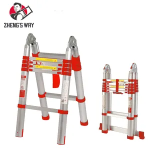 Zheng 'S Manier Lidl Aluminium Telescopische Opvouwbare Scharnieren Ladder Verlengladder Dubbelzijdige Telescopische Ladder
