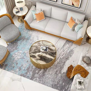 Muebles Foshan, juego de mesa de café de piedra sinterizada Couchtisch dorado de lujo moderno, mesa de centro ovalada de mármol para sala de estar - Product Image 6