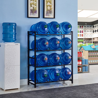 Support pour pichet à eau à 16 plateaux, support pour bouteille minérale de 5 gallons, organisateur en acier au carbone à 4 niveaux pour la maison et le bureau.