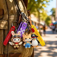 Fabrication chinoise sur mesure de porte-clés 3D en PVC avec différentes images d'animaux ou de personnages de dessins animés